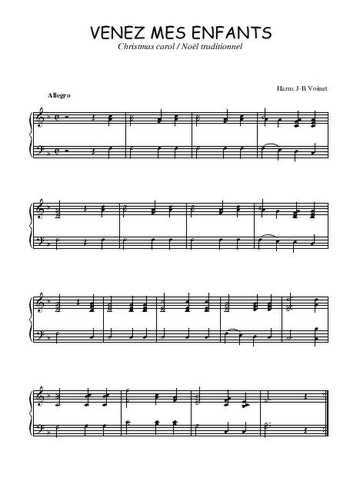 Téléchargez l'arrangement pour piano de la partition de Venez mes enfants en PDF